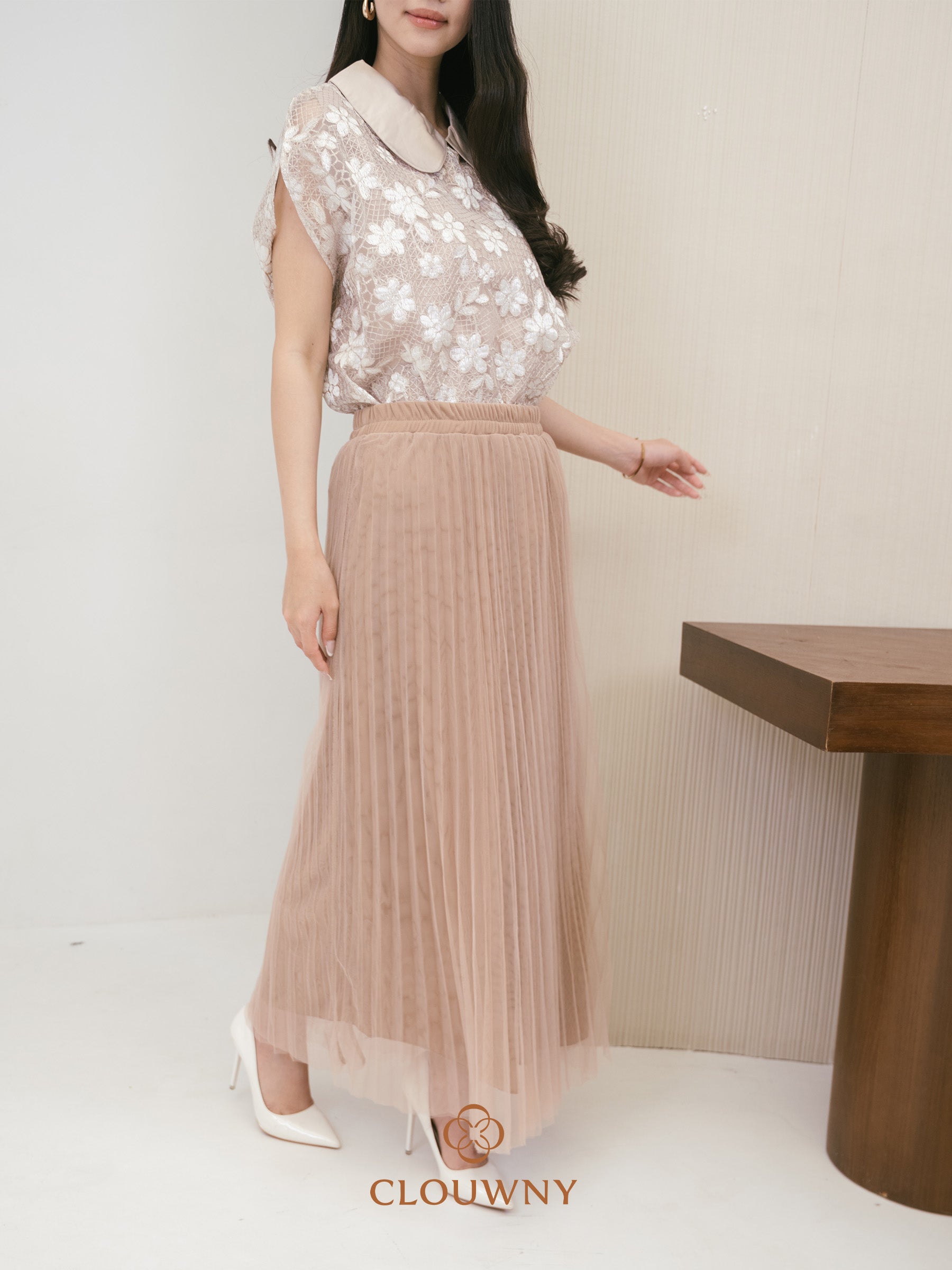 Onyva Tutu Pleats Skirt - Khaki